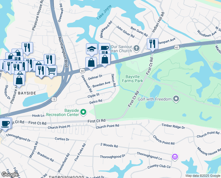 map of restaurants, bars, coffee shops, grocery stores, and more near 4404 Clyde Street in Virginia Beach