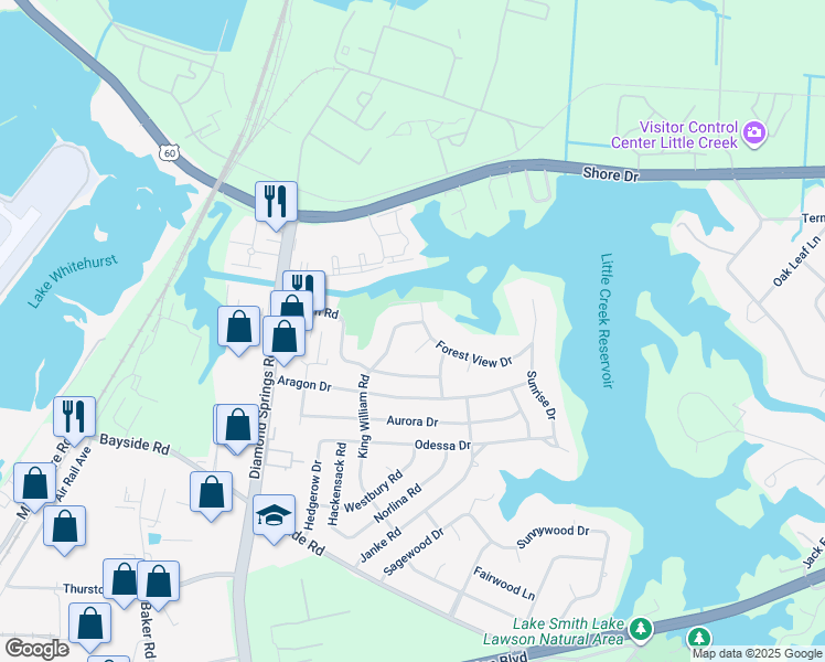 map of restaurants, bars, coffee shops, grocery stores, and more near 1952 King William Road in Virginia Beach