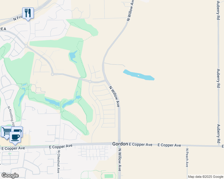 map of restaurants, bars, coffee shops, grocery stores, and more near 11501 North Willow Avenue in Clovis