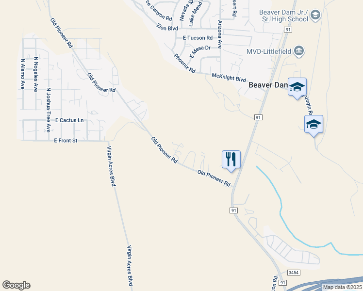 map of restaurants, bars, coffee shops, grocery stores, and more near 3197 Old Pioneer Road in Littlefield