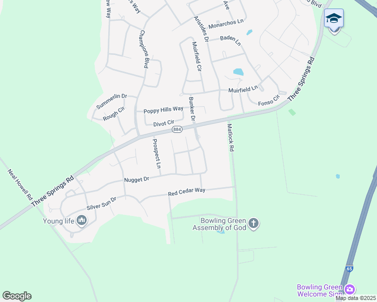 map of restaurants, bars, coffee shops, grocery stores, and more near Eureka Way in Warren County