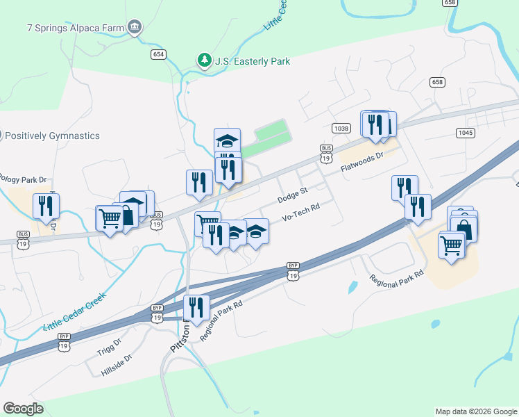 map of restaurants, bars, coffee shops, grocery stores, and more near 615 Ketron Avenue in Lebanon