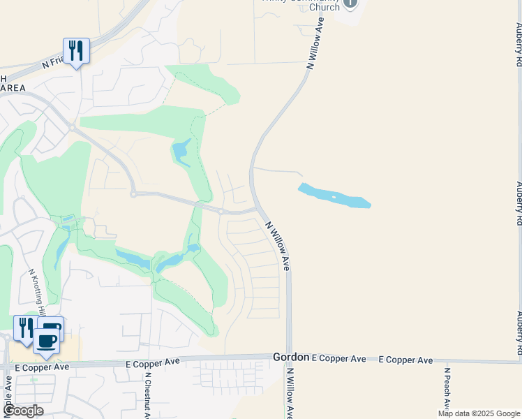 map of restaurants, bars, coffee shops, grocery stores, and more near 11001 North Willow Avenue in Clovis