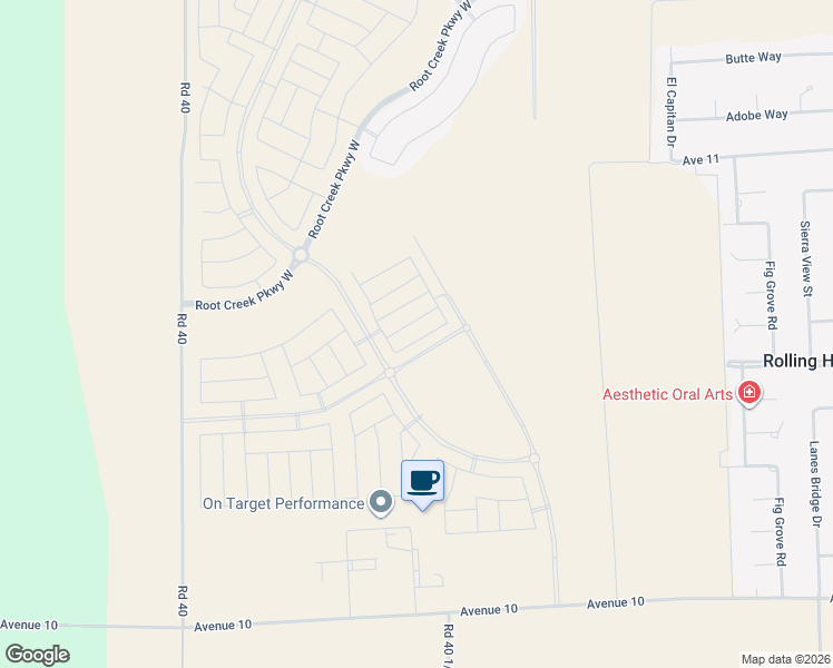 map of restaurants, bars, coffee shops, grocery stores, and more near 40429 Brickyard Drive in Madera