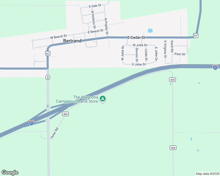 map of restaurants, bars, coffee shops, grocery stores, and more near Highway 60 in Bertrand
