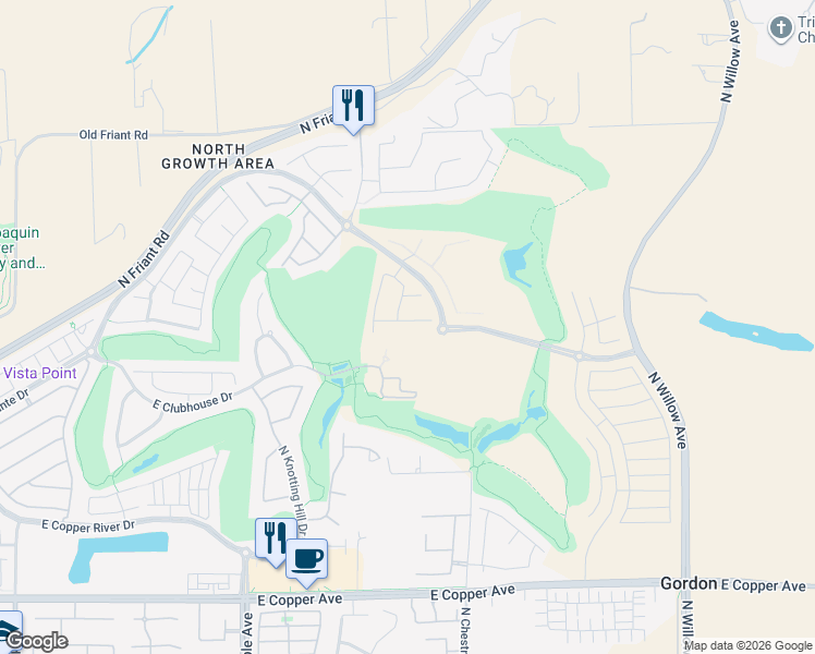 map of restaurants, bars, coffee shops, grocery stores, and more near 2315 East Courtside drive in Fresno