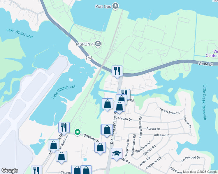 map of restaurants, bars, coffee shops, grocery stores, and more near 5721 Lenox Drive in Virginia Beach