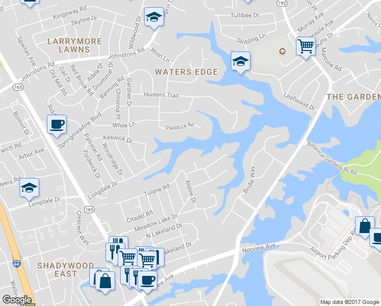 map of restaurants, bars, coffee shops, grocery stores, and more near 6479 Kenlake Court in Norfolk