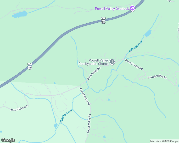map of restaurants, bars, coffee shops, grocery stores, and more near 5831 Powell Valley Road in Big Stone Gap