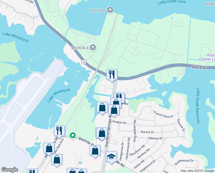 map of restaurants, bars, coffee shops, grocery stores, and more near 5721 Lenox Drive in Virginia Beach