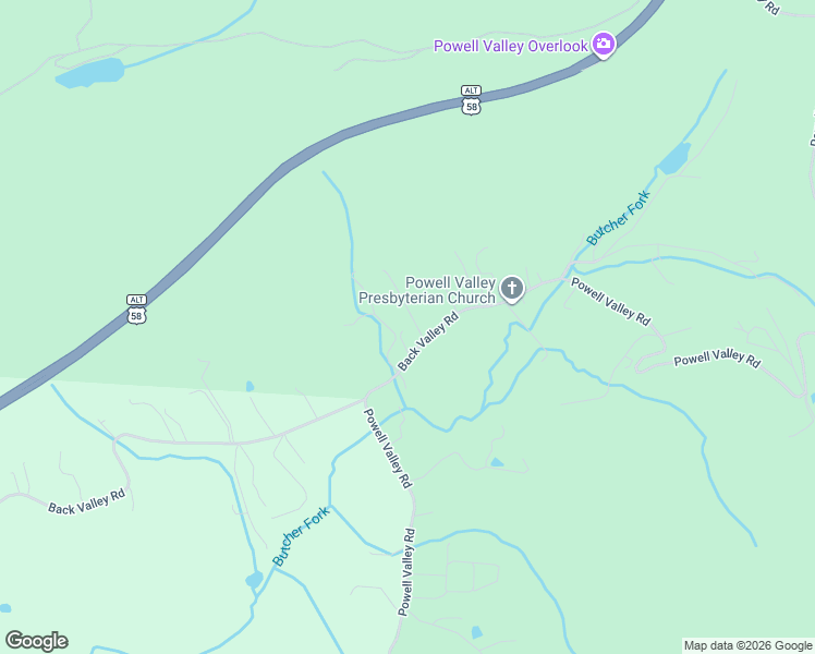 map of restaurants, bars, coffee shops, grocery stores, and more near 5831 Powell Valley Road in Big Stone Gap
