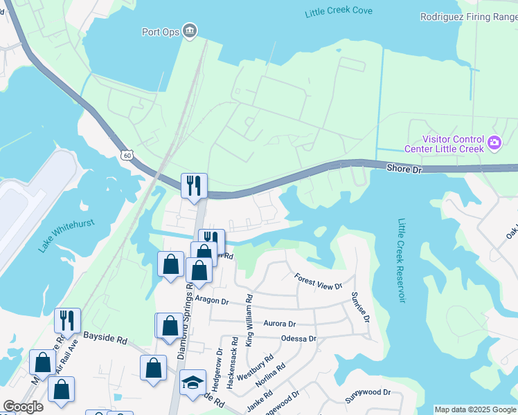 map of restaurants, bars, coffee shops, grocery stores, and more near 5552 Donegal Drive in Virginia Beach