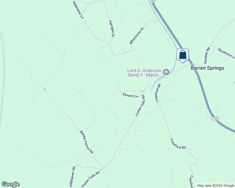 map of restaurants, bars, coffee shops, grocery stores, and more near 100 Elmont Lane in Barren Springs