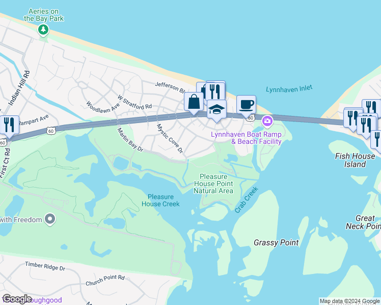 map of restaurants, bars, coffee shops, grocery stores, and more near 3743 Rockbridge Road in Virginia Beach