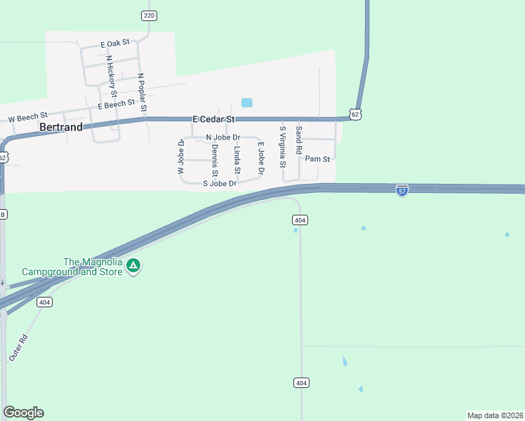 map of restaurants, bars, coffee shops, grocery stores, and more near Highway 60 in Bertrand
