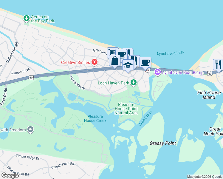 map of restaurants, bars, coffee shops, grocery stores, and more near 3743 Rockbridge Road in Virginia Beach