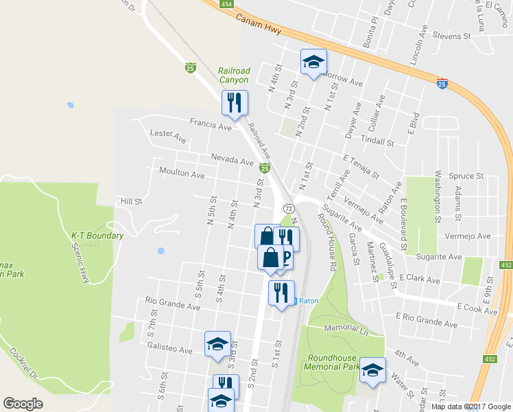 map of restaurants, bars, coffee shops, grocery stores, and more near 400 North 3rd Street in Raton