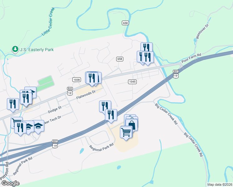 map of restaurants, bars, coffee shops, grocery stores, and more near 1001 Stone Drive in Lebanon