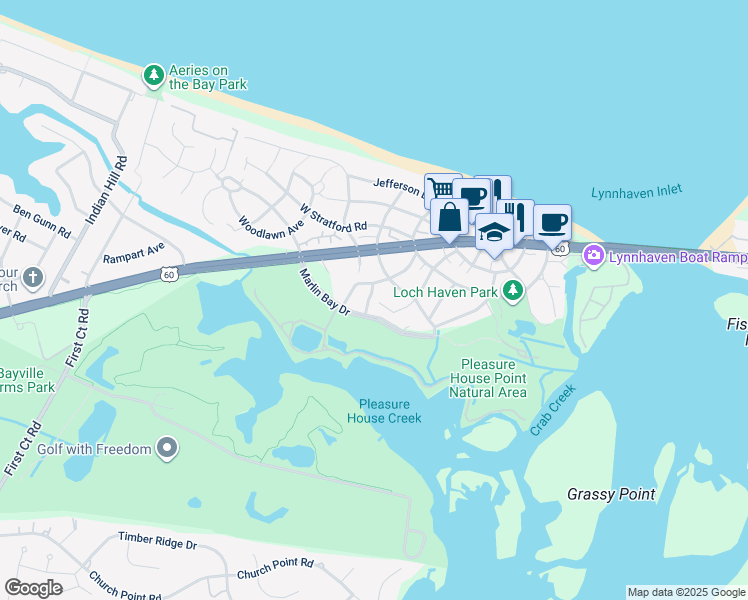 map of restaurants, bars, coffee shops, grocery stores, and more near 2110 Whispering Sands Lane in Virginia Beach