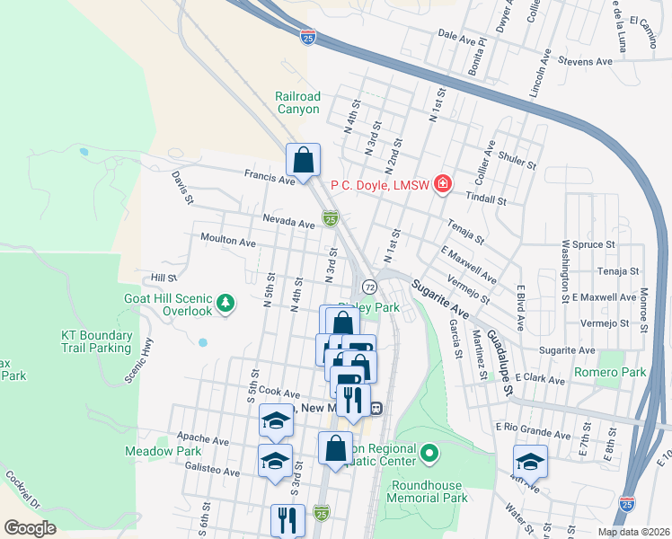 map of restaurants, bars, coffee shops, grocery stores, and more near 400-498 North 3rd Street in Raton