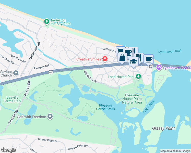 map of restaurants, bars, coffee shops, grocery stores, and more near 3846 Ocean Tides Drive in Virginia Beach