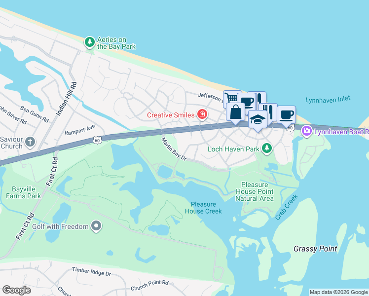 map of restaurants, bars, coffee shops, grocery stores, and more near 3846 Ocean Tides Drive in Virginia Beach