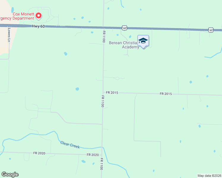 map of restaurants, bars, coffee shops, grocery stores, and more near 10058 Farm Road 2015 in Monett