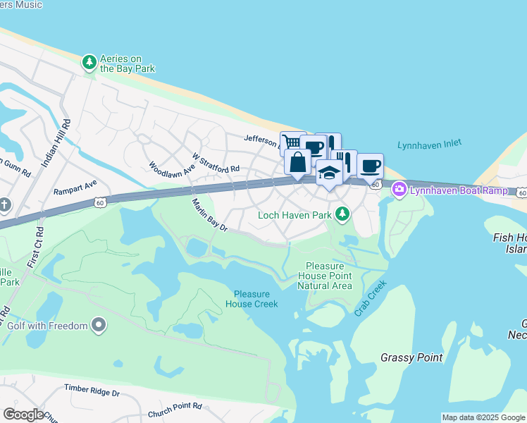 map of restaurants, bars, coffee shops, grocery stores, and more near 2140 Mystic Cove Drive in Virginia Beach