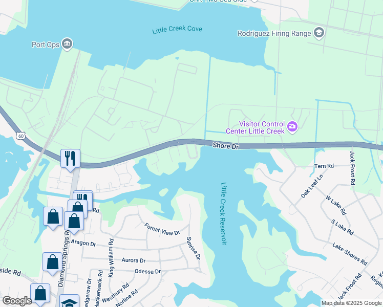 map of restaurants, bars, coffee shops, grocery stores, and more near 2139 Kimball Circle in Virginia Beach