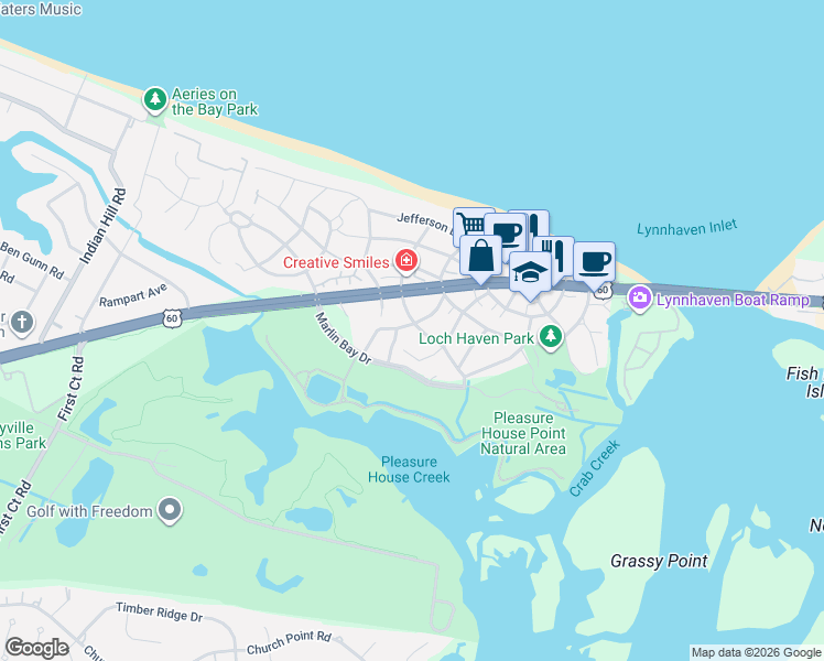 map of restaurants, bars, coffee shops, grocery stores, and more near 2114 Whispering Sand Lane in Virginia Beach