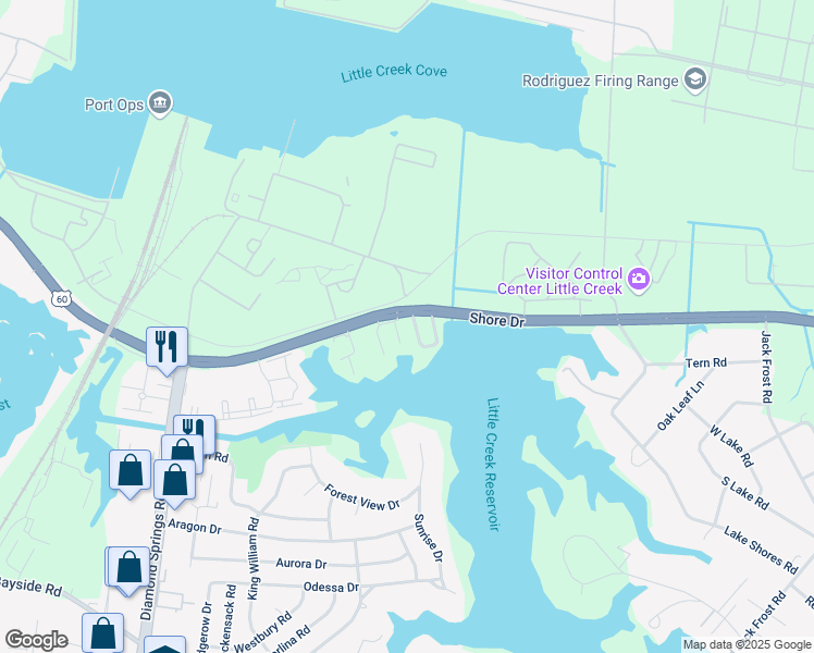map of restaurants, bars, coffee shops, grocery stores, and more near 2127 Pier Point Place in Virginia Beach