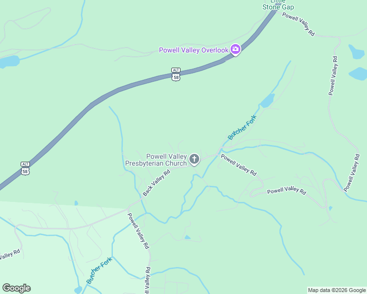map of restaurants, bars, coffee shops, grocery stores, and more near 5937 Powell Valley Road in Big Stone Gap