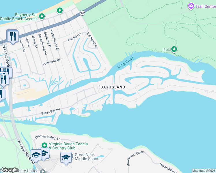 map of restaurants, bars, coffee shops, grocery stores, and more near 2008 Edmonds Road in Virginia Beach