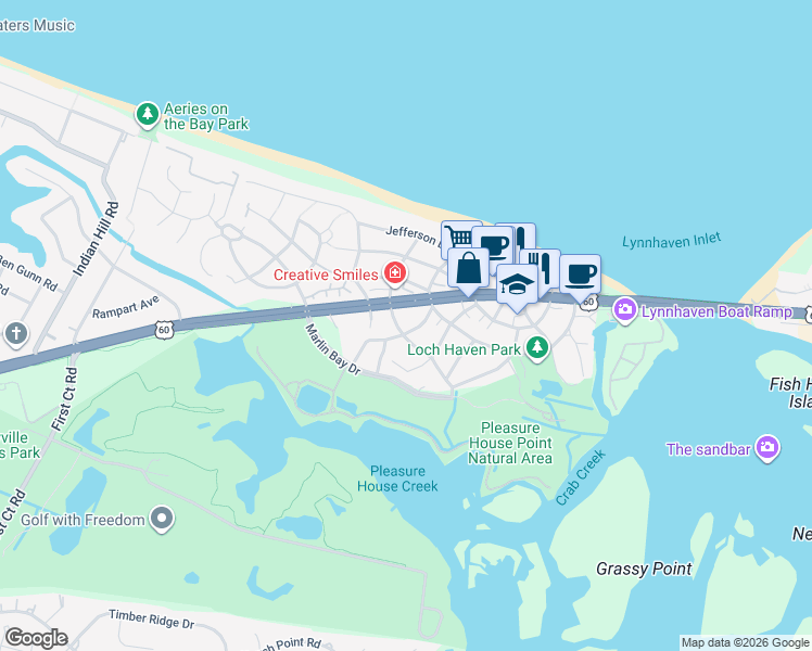map of restaurants, bars, coffee shops, grocery stores, and more near 3761 Shore Drive in Virginia Beach