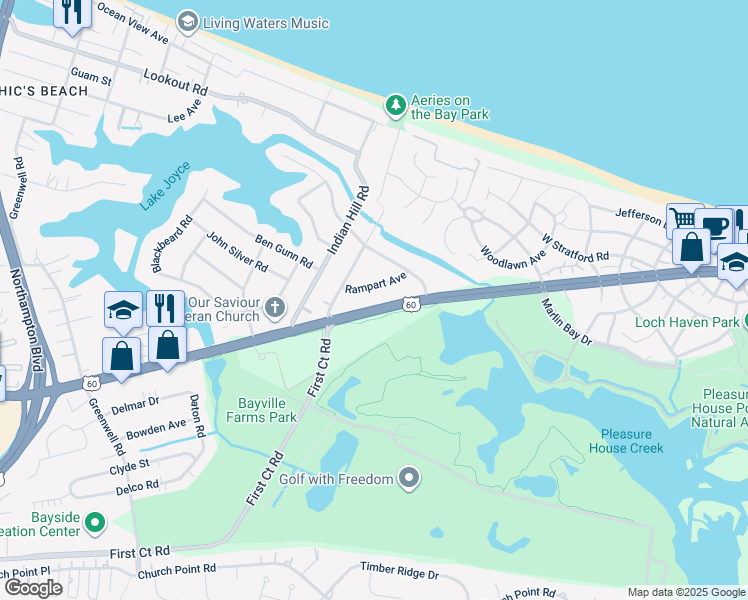 map of restaurants, bars, coffee shops, grocery stores, and more near 4052 Shore Drive in Virginia Beach
