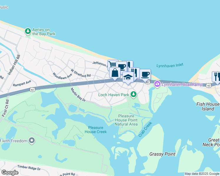 map of restaurants, bars, coffee shops, grocery stores, and more near 3718 Pendleton Avenue in Virginia Beach