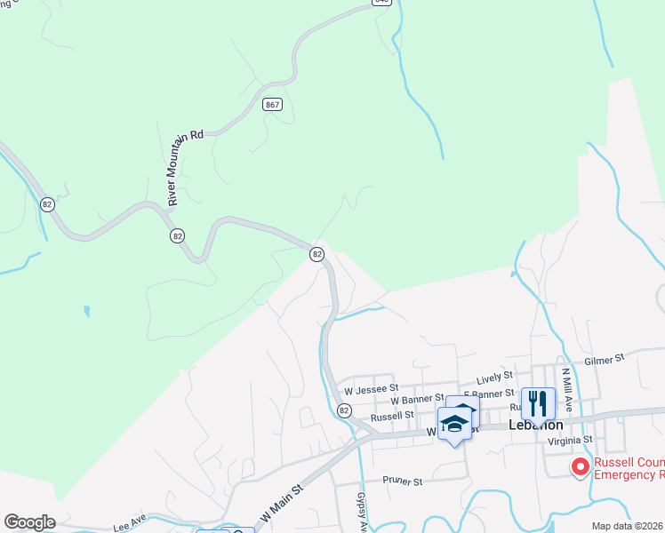 map of restaurants, bars, coffee shops, grocery stores, and more near 433-487 Cleveland Road in Lebanon