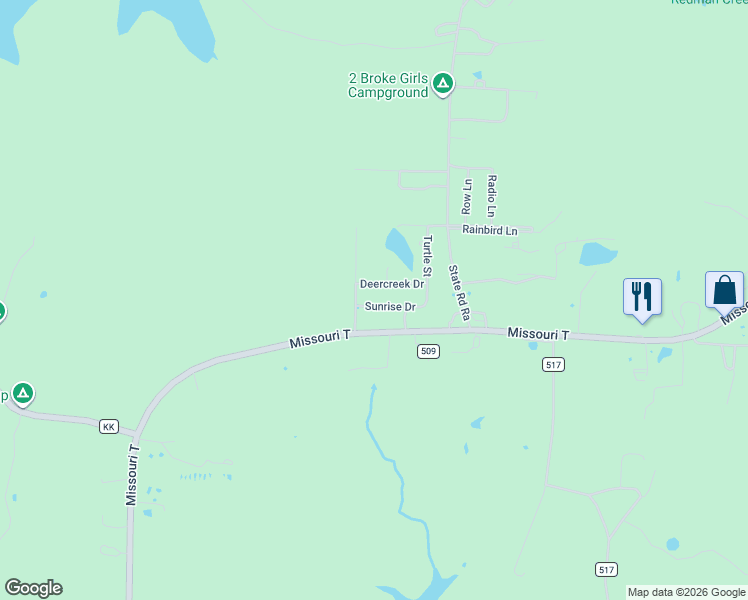 map of restaurants, bars, coffee shops, grocery stores, and more near 36 Deercreek Drive in Wappapello