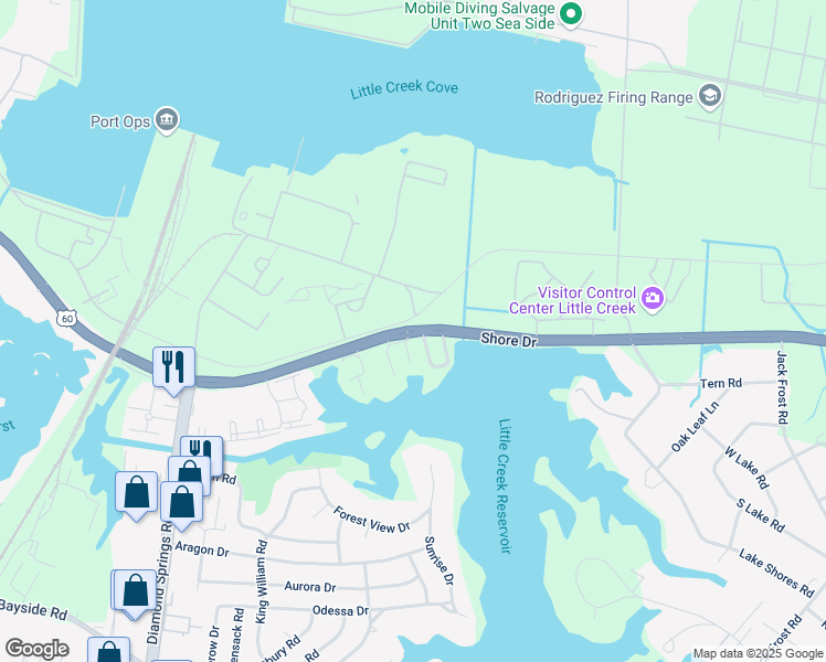 map of restaurants, bars, coffee shops, grocery stores, and more near 2101 Pier Point Place in Virginia Beach