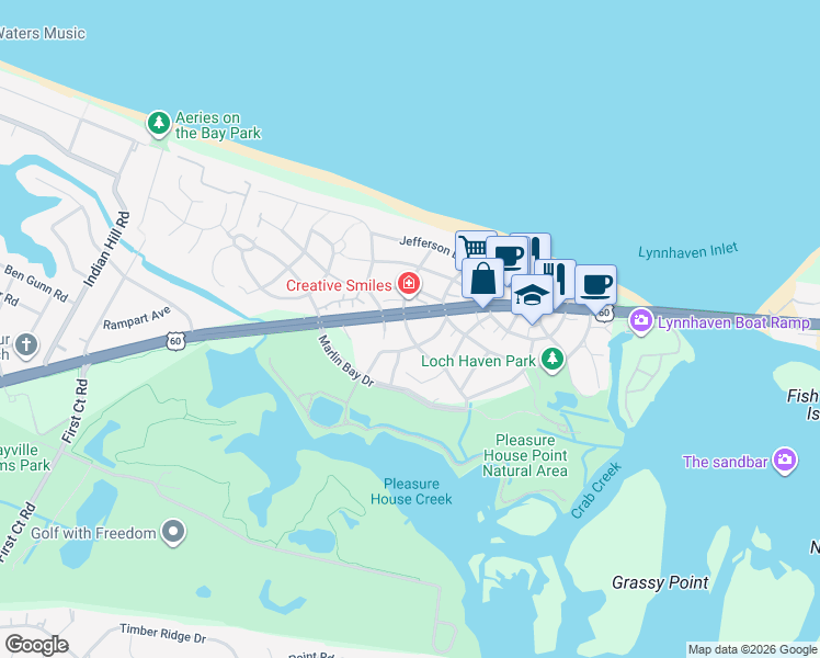 map of restaurants, bars, coffee shops, grocery stores, and more near 3761 Shore Drive in Virginia Beach