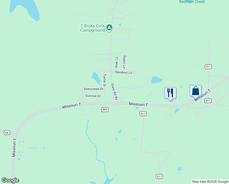 map of restaurants, bars, coffee shops, grocery stores, and more near 115 State Road Ra in Wappapello