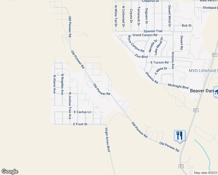 map of restaurants, bars, coffee shops, grocery stores, and more near 626 Old Pioneer Road in Littlefield