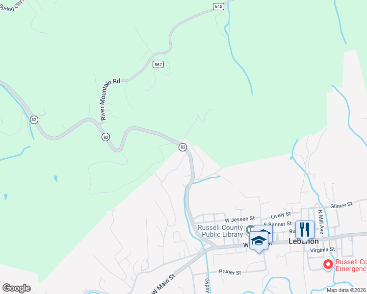 map of restaurants, bars, coffee shops, grocery stores, and more near 433-487 Cleveland Road in Lebanon