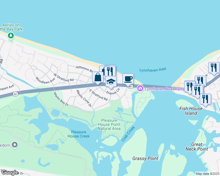map of restaurants, bars, coffee shops, grocery stores, and more near 3657 Rockbridge Road in Virginia Beach