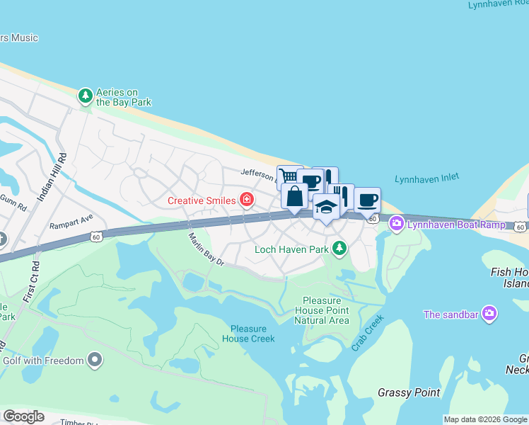 map of restaurants, bars, coffee shops, grocery stores, and more near 3767 East Stratford Road in Virginia Beach