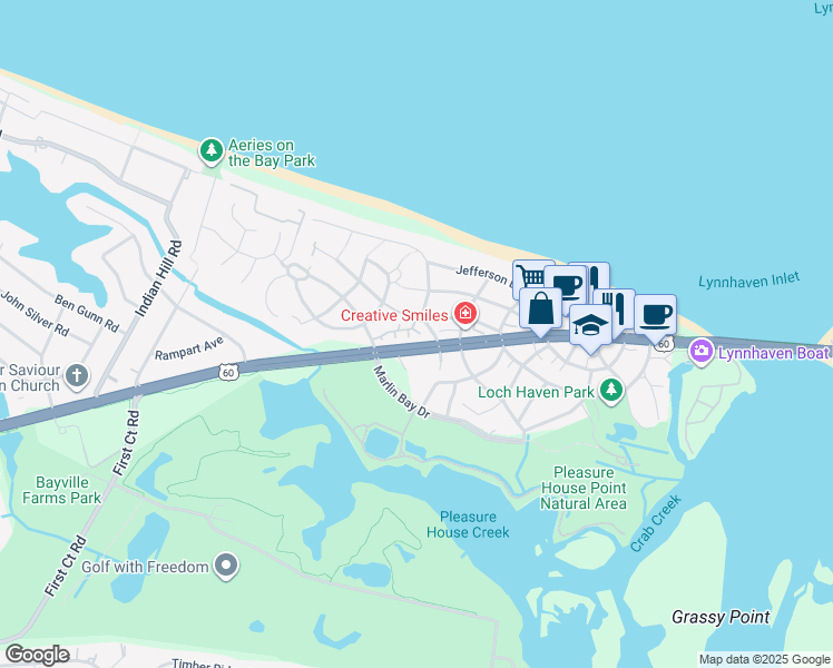 map of restaurants, bars, coffee shops, grocery stores, and more near 3800 Shore Drive in Virginia Beach