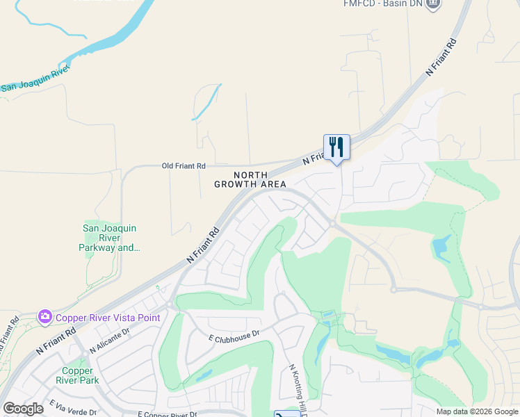 map of restaurants, bars, coffee shops, grocery stores, and more near East Amaryllis Avenue in Fresno