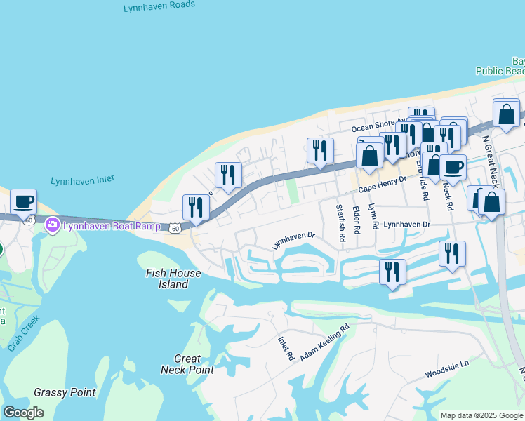 map of restaurants, bars, coffee shops, grocery stores, and more near 3133 Sand Pine Road in Virginia Beach