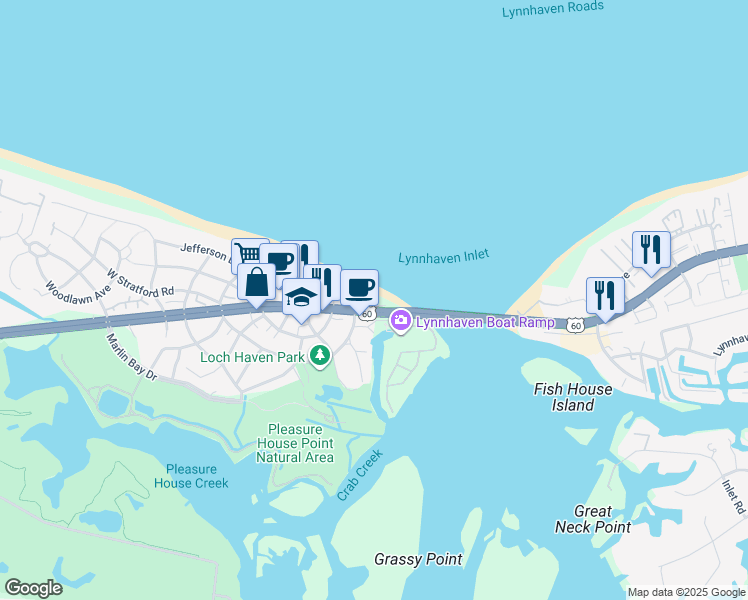 map of restaurants, bars, coffee shops, grocery stores, and more near in Virginia Beach