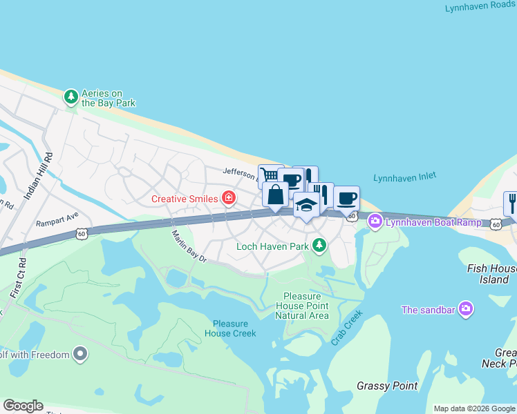 map of restaurants, bars, coffee shops, grocery stores, and more near 3767 East Stratford Road in Virginia Beach